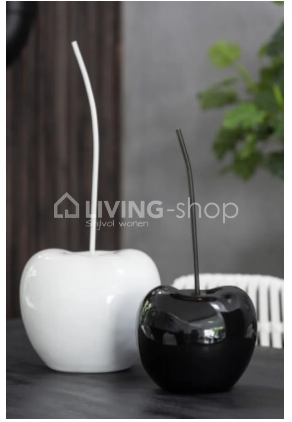 J-LINE 2 deco kersen resine wit en zwart S