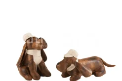 J-LINE 2 Deurstoppers hond Cesar imitatie leder