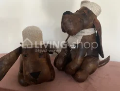 J-LINE 2 Deurstoppers hond Cesar imitatie leder