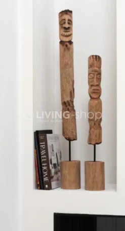 J-LINE 3 Figuren Totem Beelden Hout Decoratie