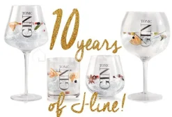 J-LINE 4 Gin Tonic glazen op voet met goud tekst