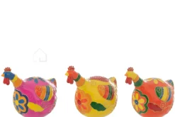 J-LINE 3 Keramische kippen bloemen