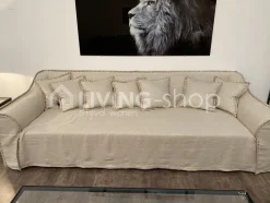 PR LIVING 1,5 seater Lounge sofa FC-16 Canvas taupe 100% cotton
