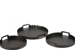 J-LINE 3 Serveerplateaus rond metaal