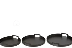J-LINE 3 Serveerplateaus rond metaal