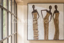J-LINE Afrikaanse Vrouwen Canvas Wanddecoratie