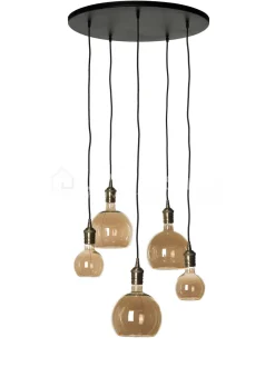 J-LINE Alhambra luster met 5 hanglampen smoke