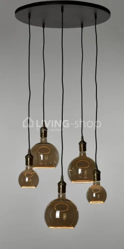J-LINE Alhambra luster met 5 hanglampen smoke