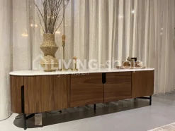 Castle-Line AMANDINE tv meubel walnut, wit marmer top Castle Line
