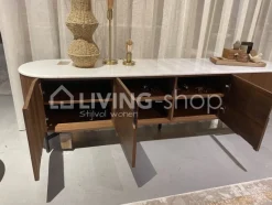 Castle-Line AMANDINE tv meubel walnut, wit marmer top Castle Line