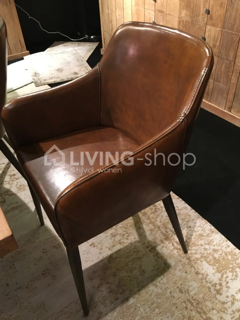 TIMELESS LIVING Armstoel vintage pu bruin eetkamerstoel