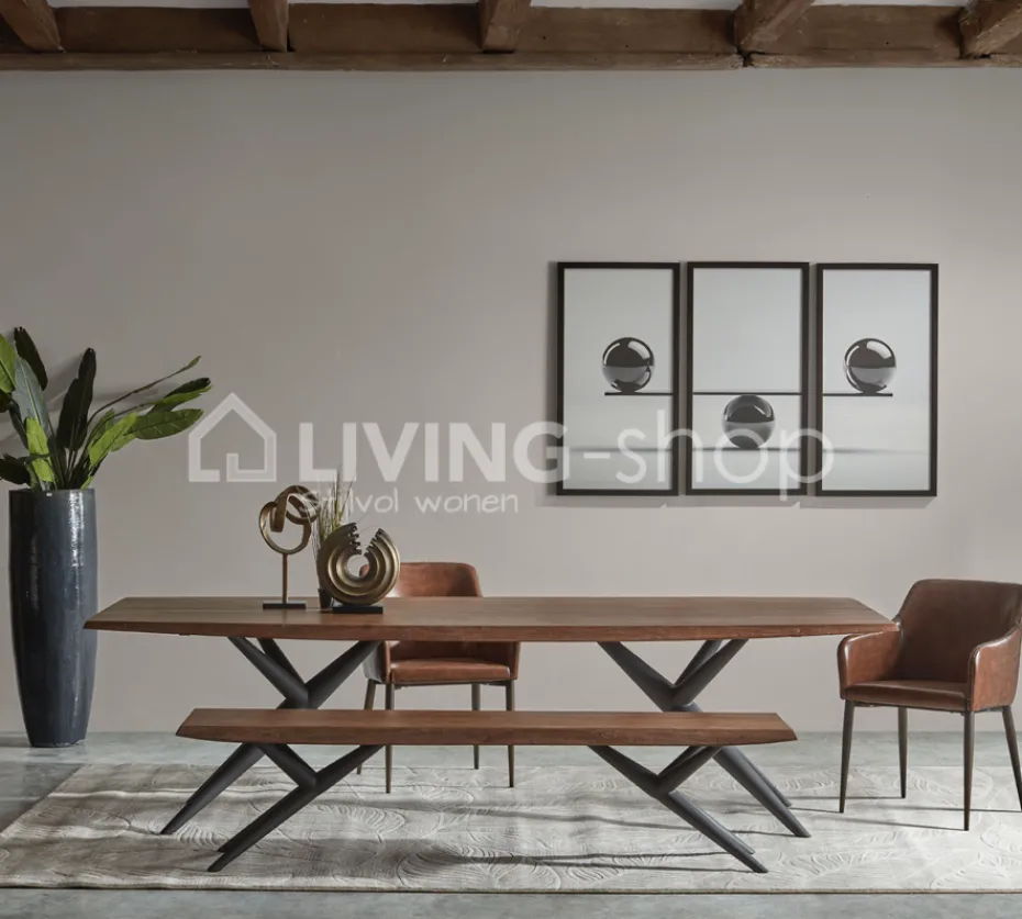 TIMELESS LIVING Armstoel vintage pu bruin eetkamerstoel