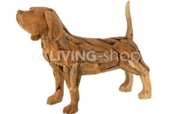 J-LINE Artist houtsculptuur hondenbeeld teak hout