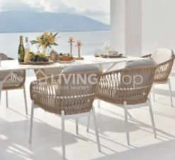 Bari outdoor stoel wit alu met naturel rope