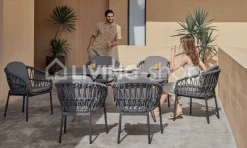 Bari outdoor stoel wit alu met naturel rope