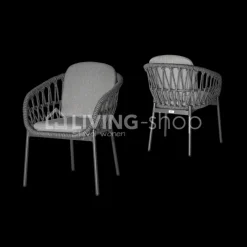 Bari outdoor stoel wit alu met naturel rope