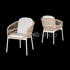 Bari outdoor stoel wit alu met naturel rope
