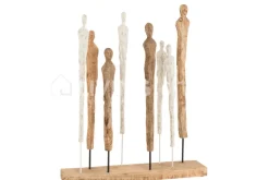 J-LINE Beeld 8 Figuren Hout Aluminium Decoratie