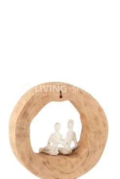 J-LINE Beeld 2 figuren zittend koppel in mango cirkel