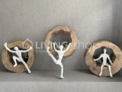 J-LINE Beeld 3 klimmers mangohout figuren