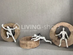 J-LINE Beeld 3 klimmers mangohout figuren