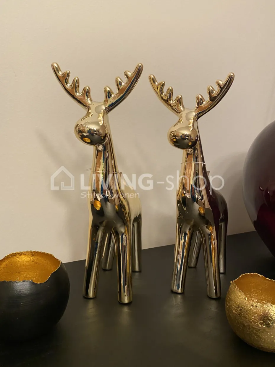 Cosy & Trendy Beeld rendier hert goud porselein