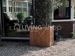 Castle-Line Bloempot teak met kruisen 50x50x50CM