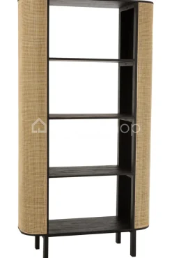 J-LINE Boekenkast rek Molly exotiek hout rotan