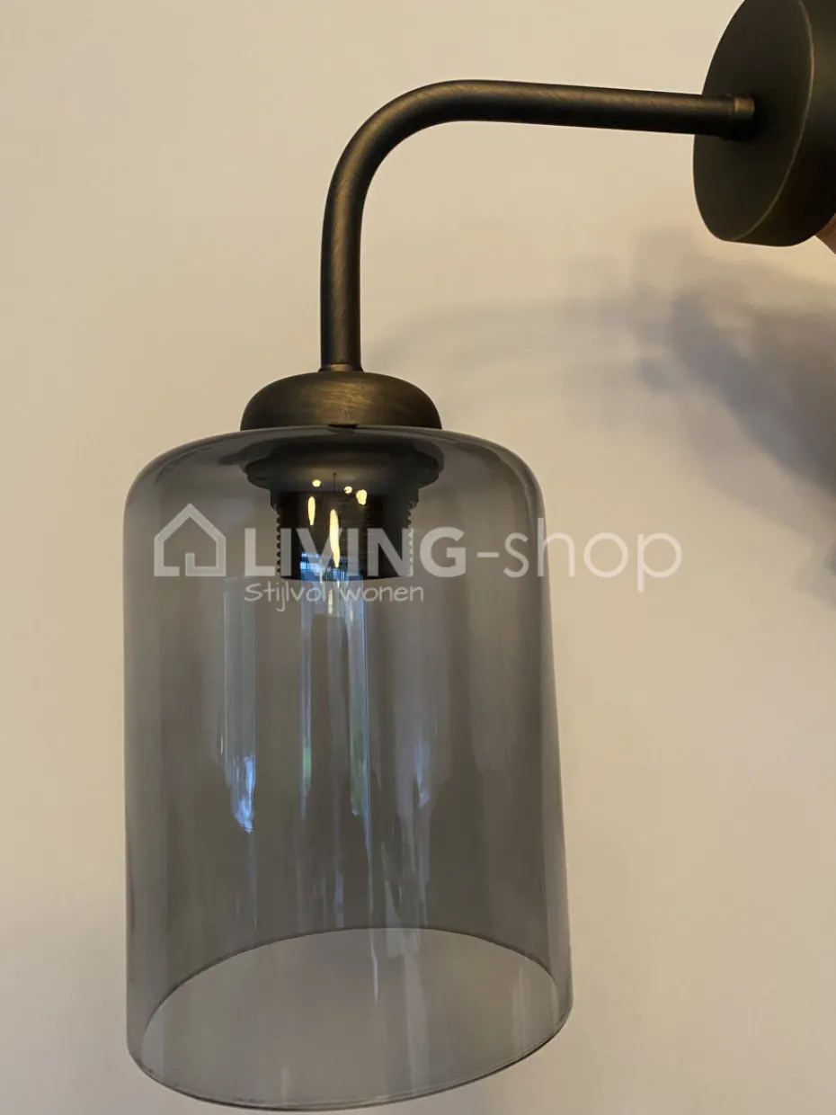 Verlichting online Boston wandlamp vintage met glazen lampenkap