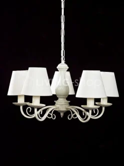 Verlichting online Brocante luster Julie met 5 klemkapjes