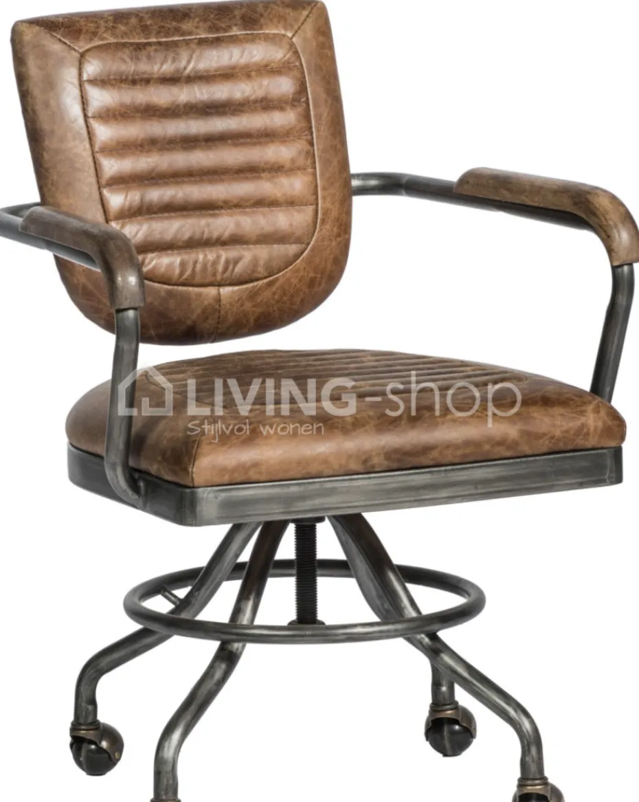 TIMELESS LIVING Bureaustoel leder vintage