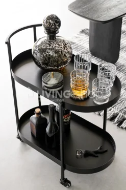 J-LINE Butlertafel bar trolley zwart