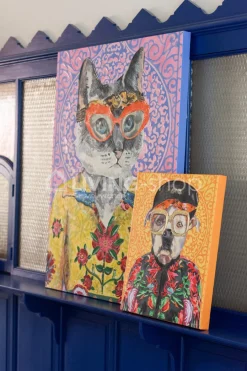 J-LINE Canvas hond Popart Wanddecoratie