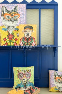 J-LINE Canvas hond Popart Wanddecoratie