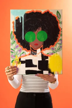 J-LINE Canvas Pop Art vrouw Wanddecoratie