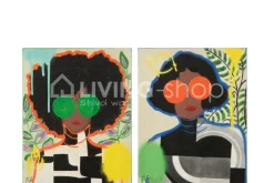 J-LINE Canvas Pop Art vrouw Wanddecoratie