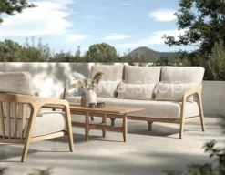Castle Line outdoor Castle Line LISA lounge zetel teak incl kussens creme