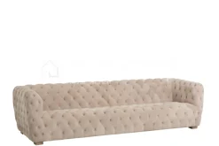 J-LINE Chesterfield zetel beige suede driezit sofa