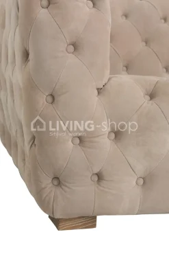 J-LINE Chesterfield zetel beige suede driezit sofa