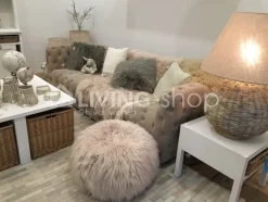 J-LINE Chesterfield zetel beige suede driezit sofa