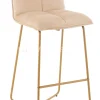 J-LINE Comfort hoge barstoel Pierre metaal textiel beige by