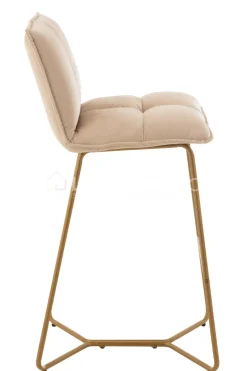 J-LINE Comfort hoge barstoel Pierre metaal textiel beige by