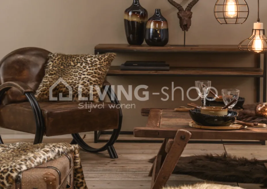 J-LINE Console landelijke stijl hout en metaal