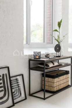 J-LINE Console landelijke stijl hout en metaal