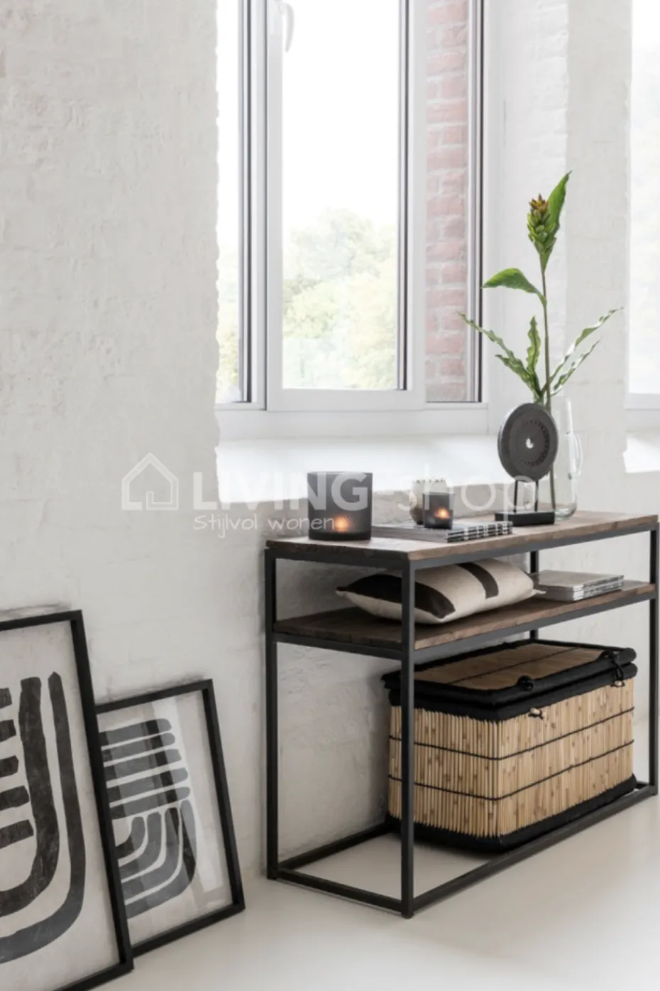 J-LINE Console landelijke stijl hout en metaal