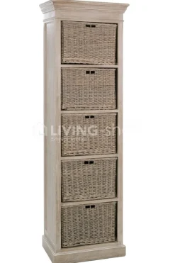 J-LINE Cottage stijl kast met manden