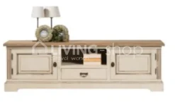 TIMELESS LIVING Creme TV meubel landelijk met naturel teak top