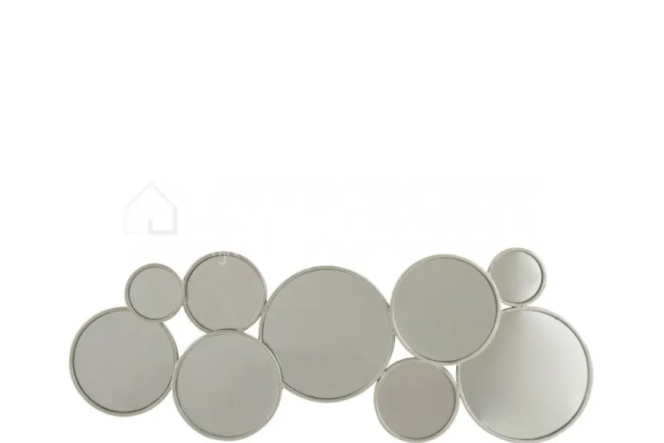 J-LINE Design spiegel 9 cirkels zilver