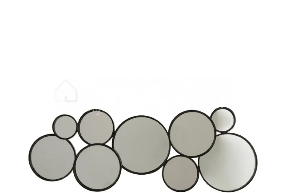 J-LINE Design spiegel 9 cirkels zilver