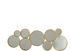 J-LINE Design spiegel 9 cirkels zilver